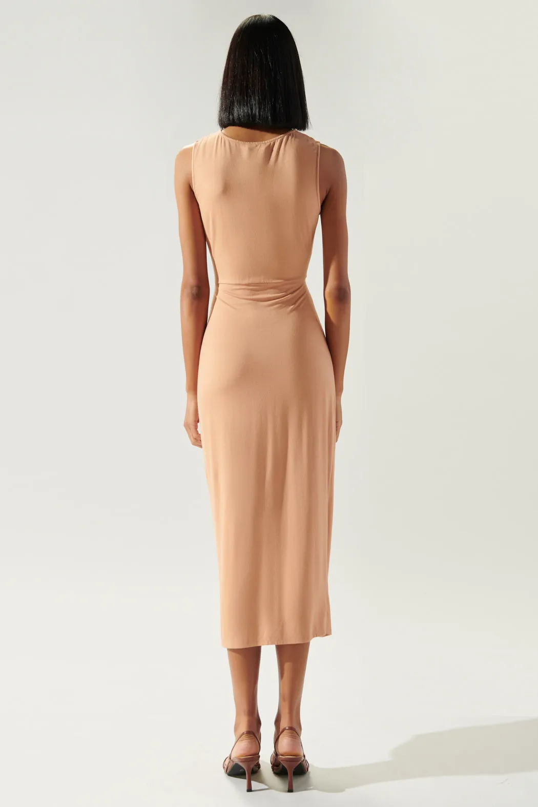 Raya Cut Out Twist Front Jersey Knit Dress