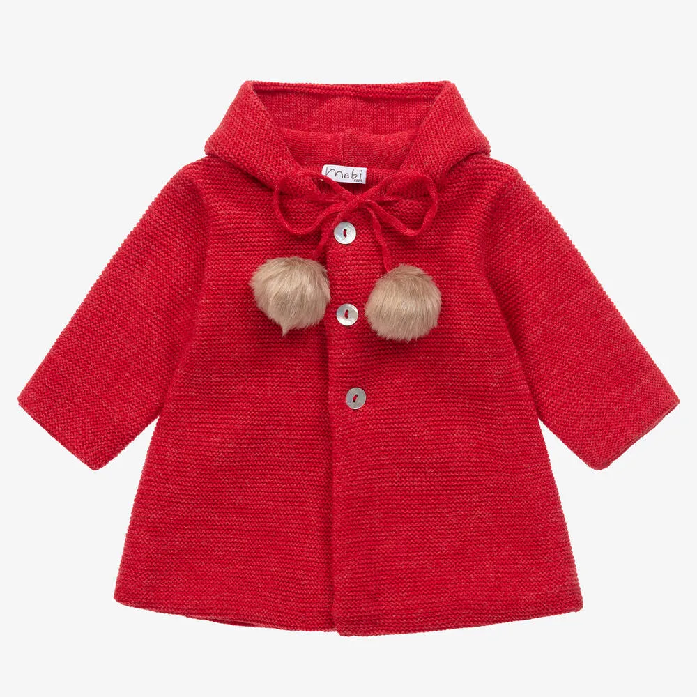 Red Cashmere Pram Coat for Girls