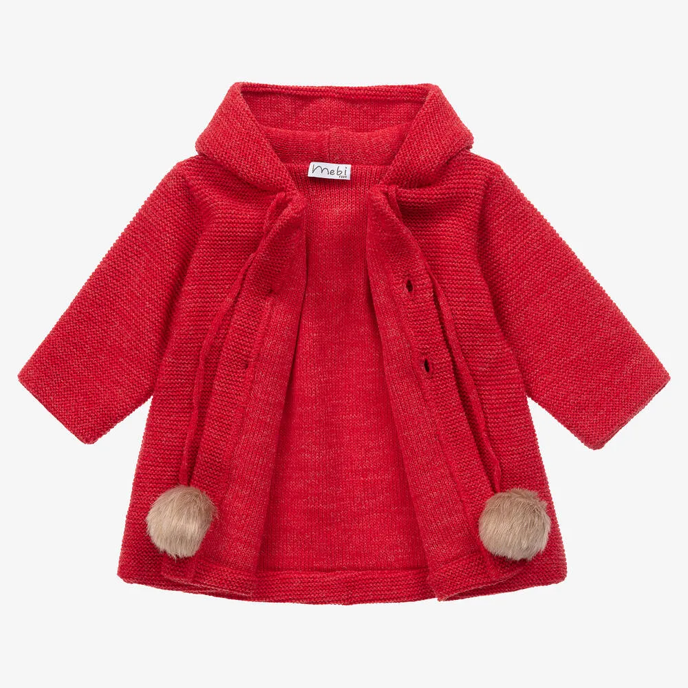 Red Cashmere Pram Coat for Girls