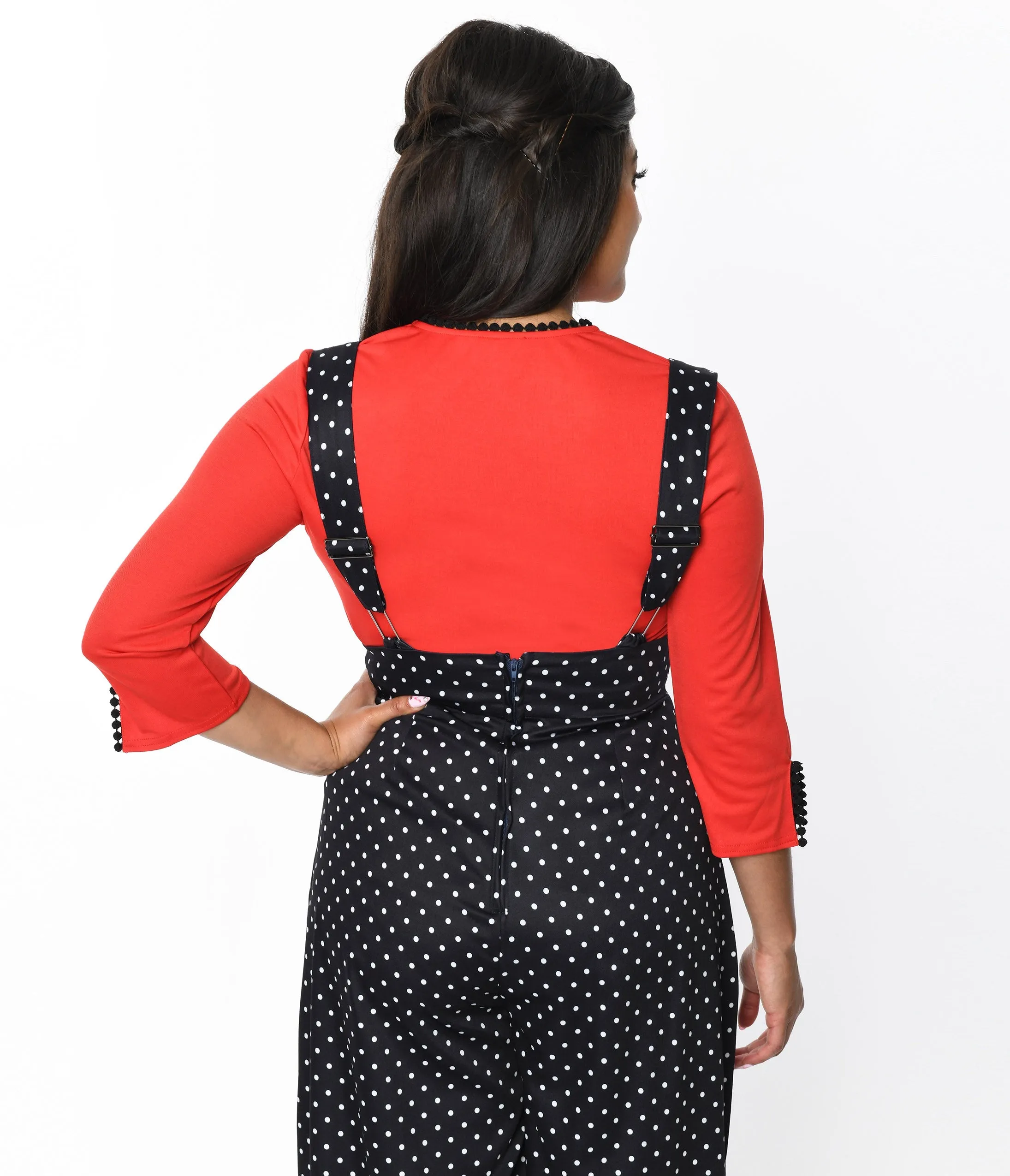 Red Cutout Neck Tie Top - Vintage and Unique