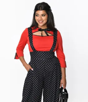 Red Cutout Neck Tie Top - Vintage and Unique