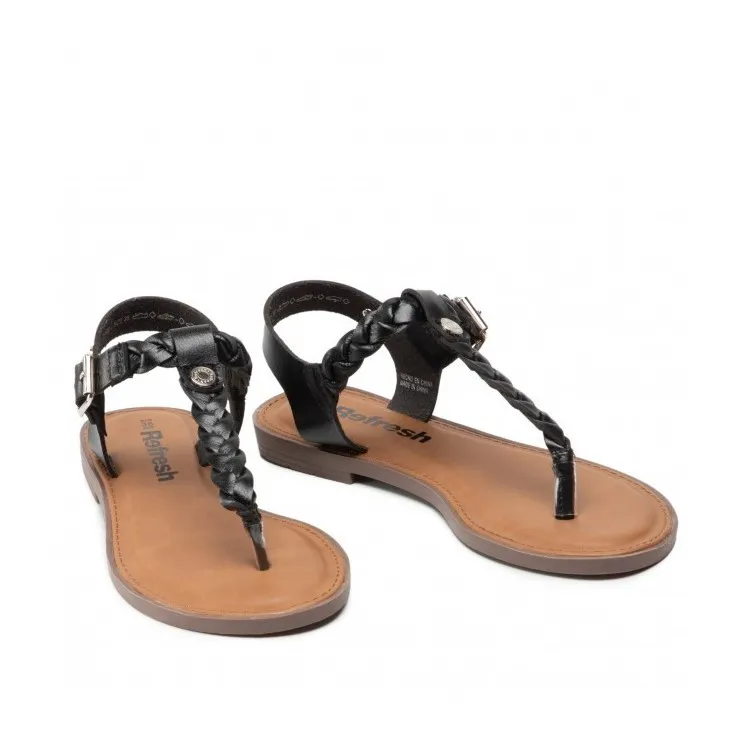 Refresh 79421 Flat Nero Sandali Donna Infradito