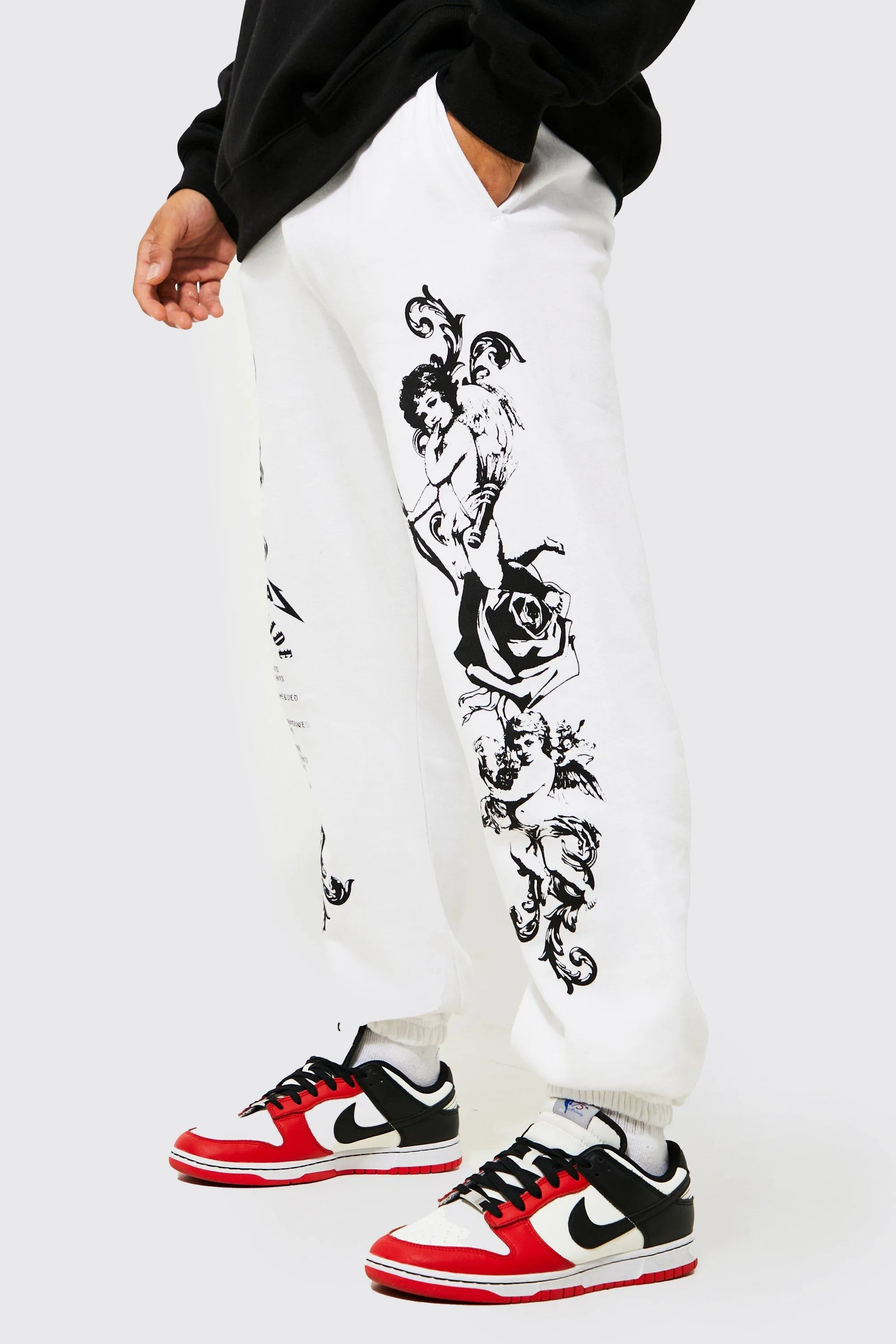 Regular Fit Cherub Multi Graphic Joggers | boohooMAN UK