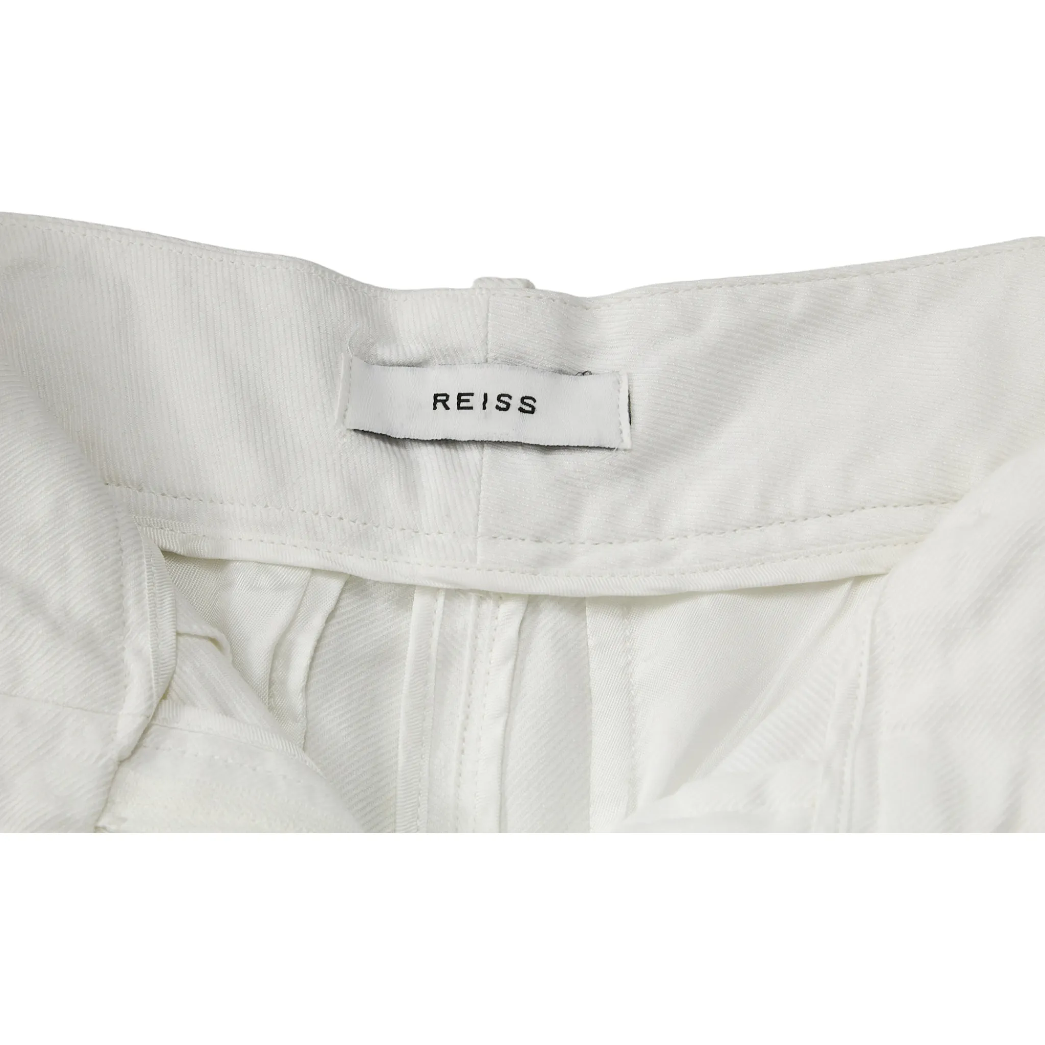 Reiss White Linen Mix Trousers