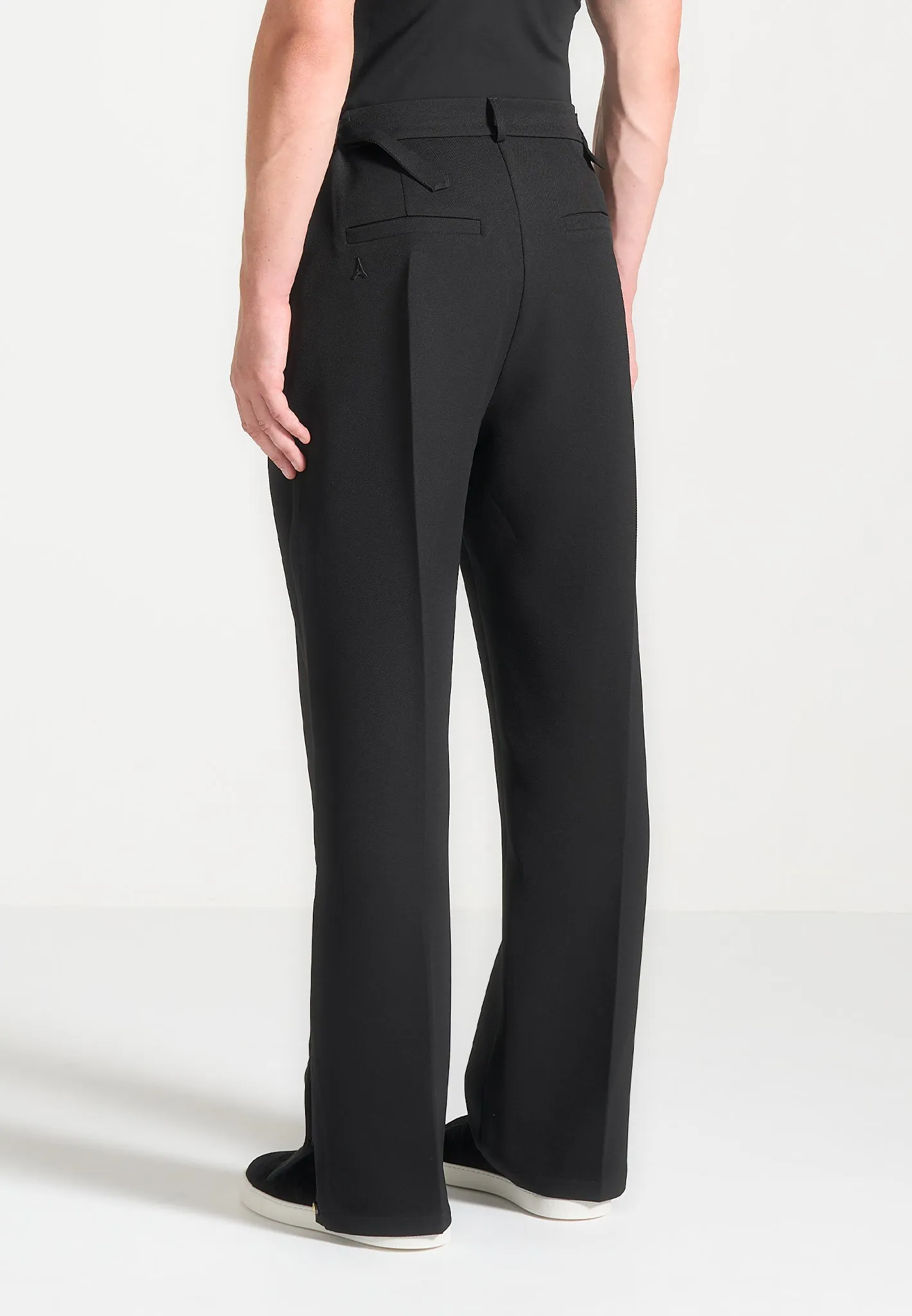 Relaxed Fit Tailored Button Cuff Trousers - Black