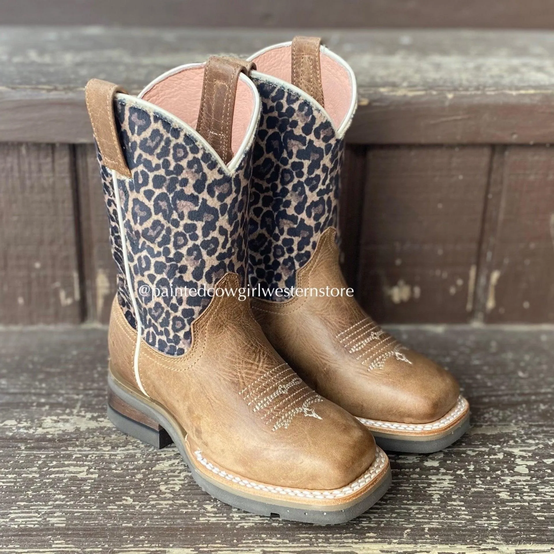 Roper Women's Leopard Print Square Toe Cowgirl Boots 7022-8260