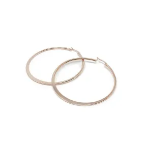 Rose Gold Plated Stainless Steel Flat Hoop Earrings 50MM.