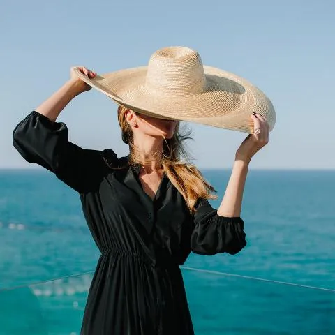 --Rossella Black Ribbon Straw Hat-