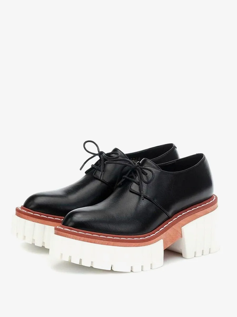 Round Toe Lace Up Platform Oxfords