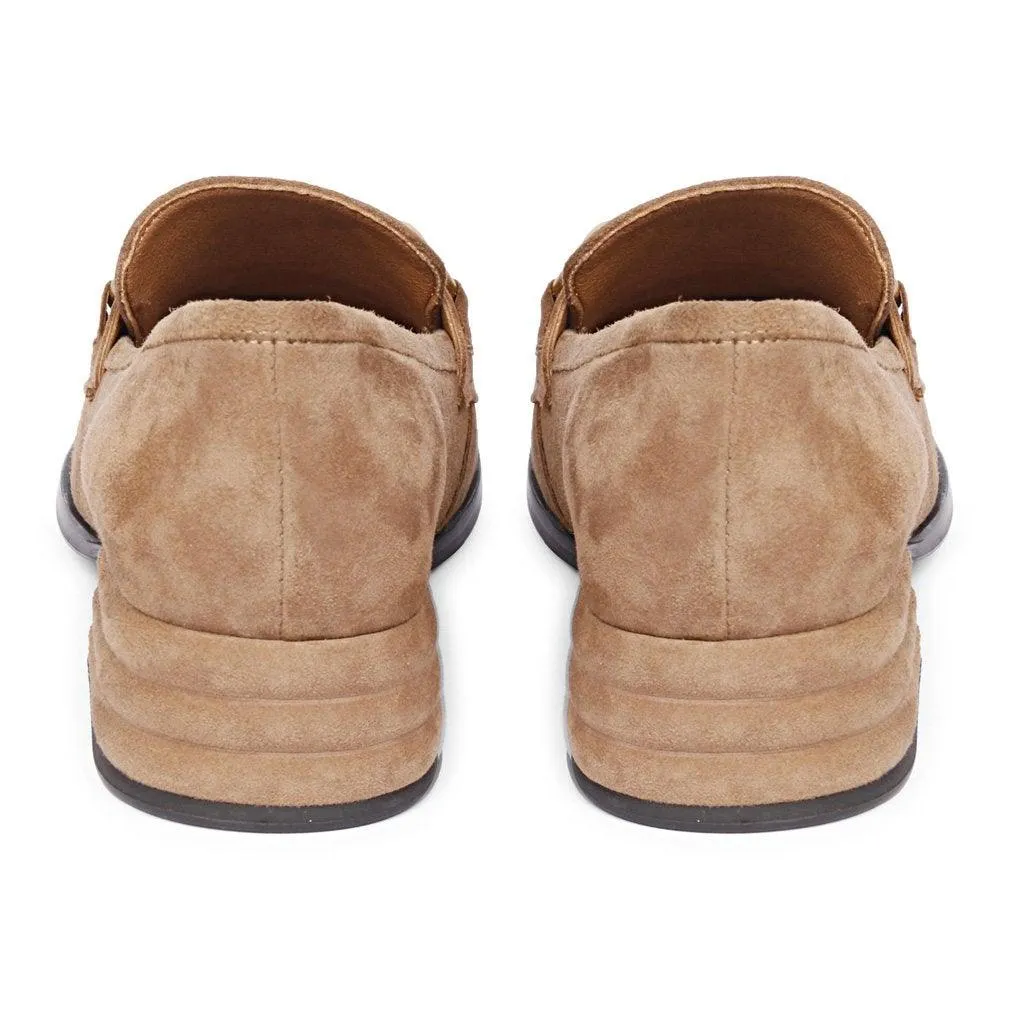 Saint Jenny Taupe Suede Leather Handcrafted Moccasins