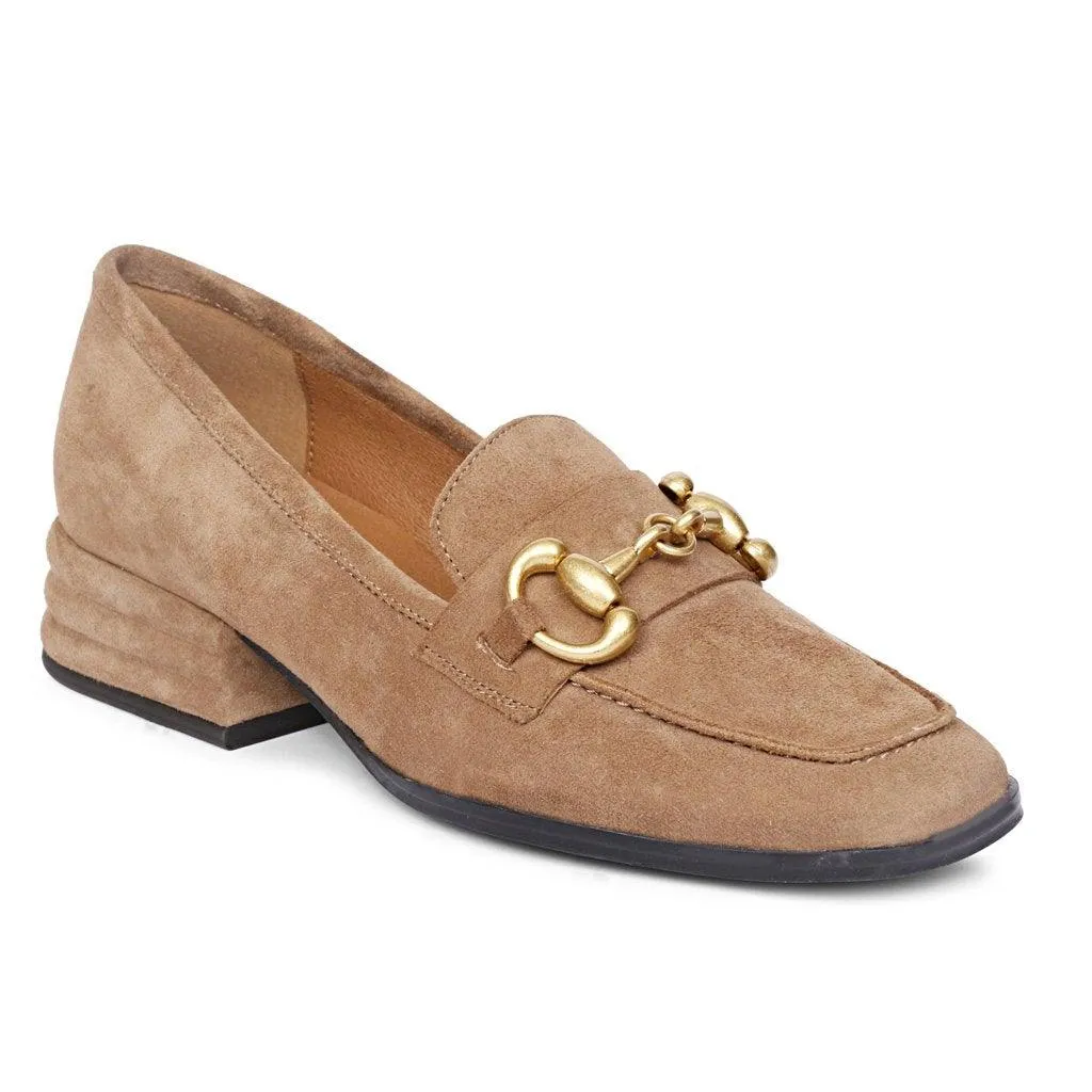 Saint Jenny Taupe Suede Leather Handcrafted Moccasins