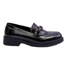 Lacquered Moccasins Loafers Black Maura Decoration