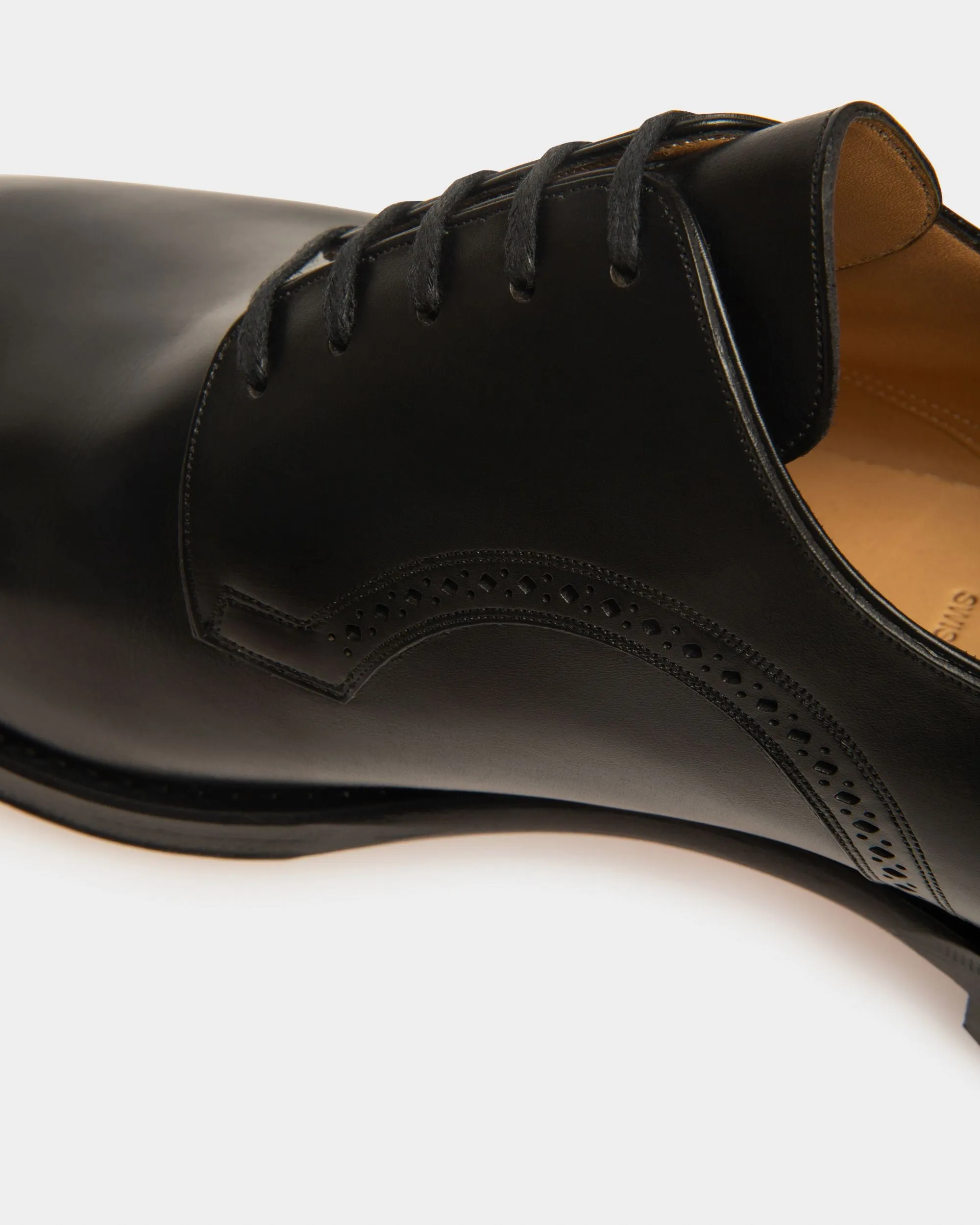 Scamardo Men's Leather Derby Lace-Up Shoe In Black 