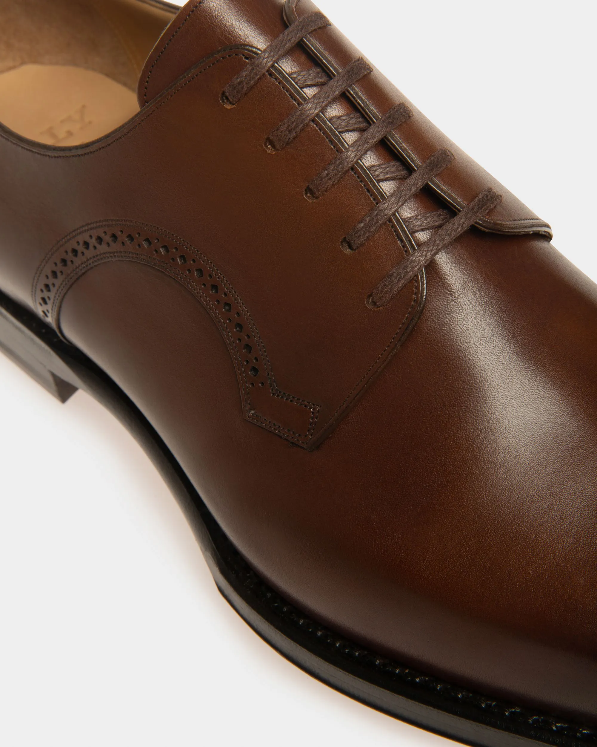 Scamardo Men's Leather Derby Lace-Up Shoe In Mid Brown 