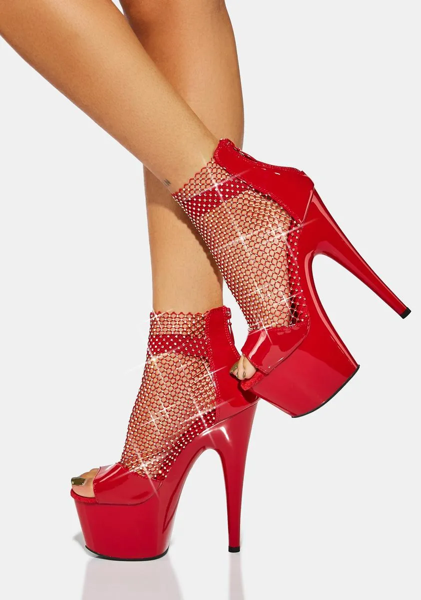 Scarlet Glamour Stunts Rhinestone Platform Heels-