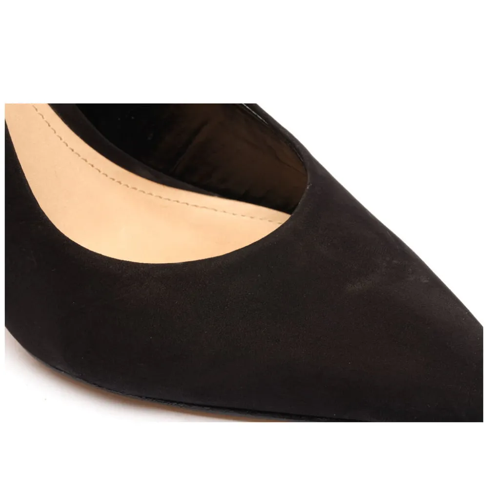 Schutz Scarpin Slingback Heels With Black Suede Details