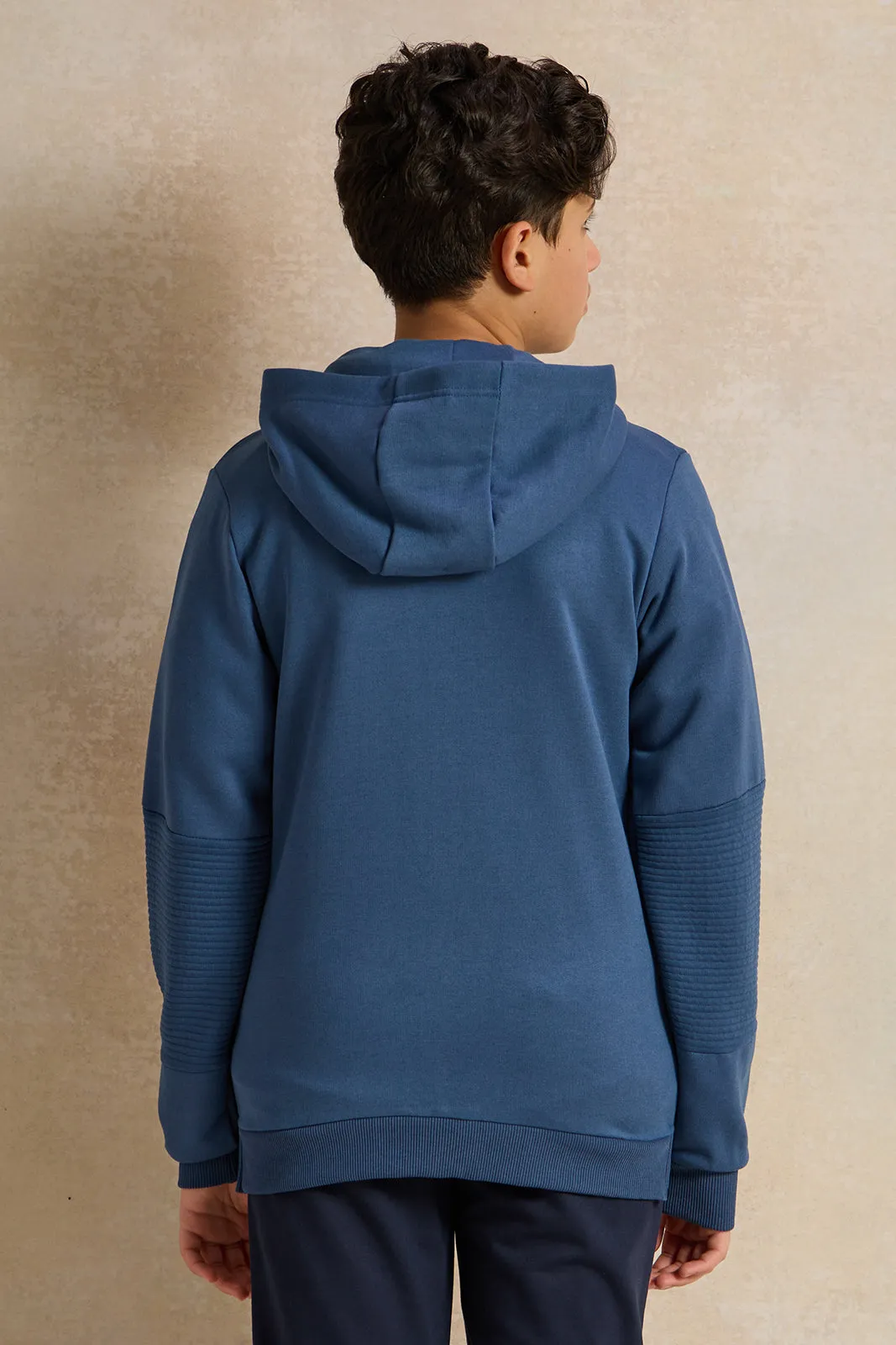 Senior Boys Blue Zipthru Hooded Sweatshirt