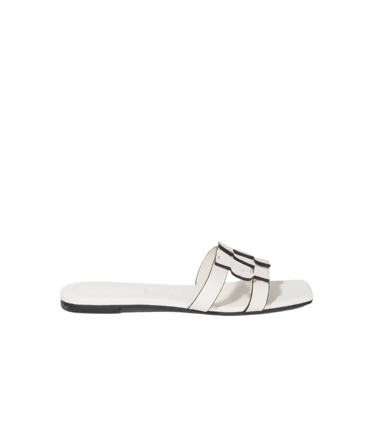 Simkhai Monogram Flat Slide in Ivory