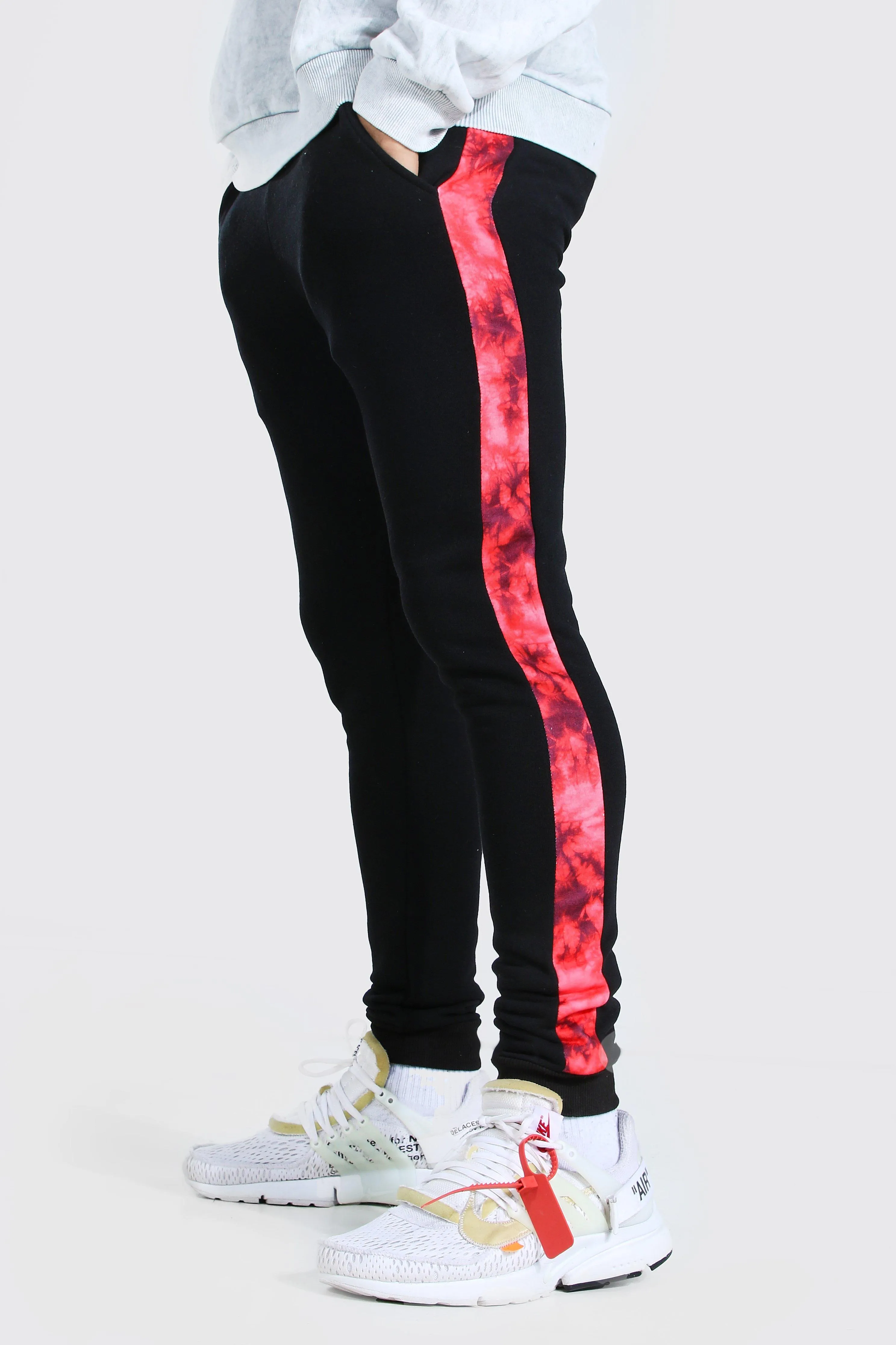 Skinny Fit Tie Dye Panel Joggers | boohooMAN UK