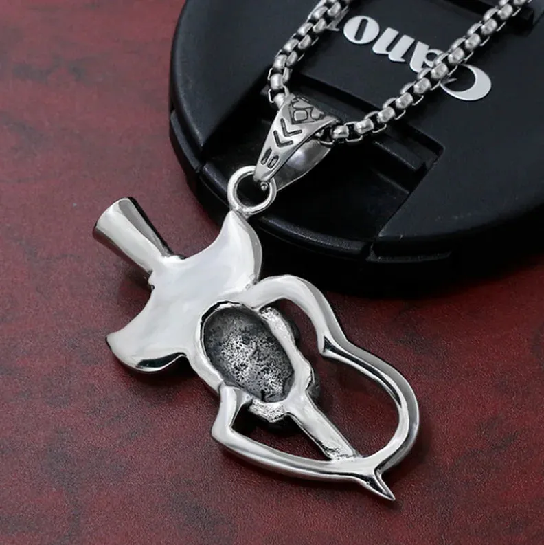 Skull Cross Pendant Necklace Goth Punk Style