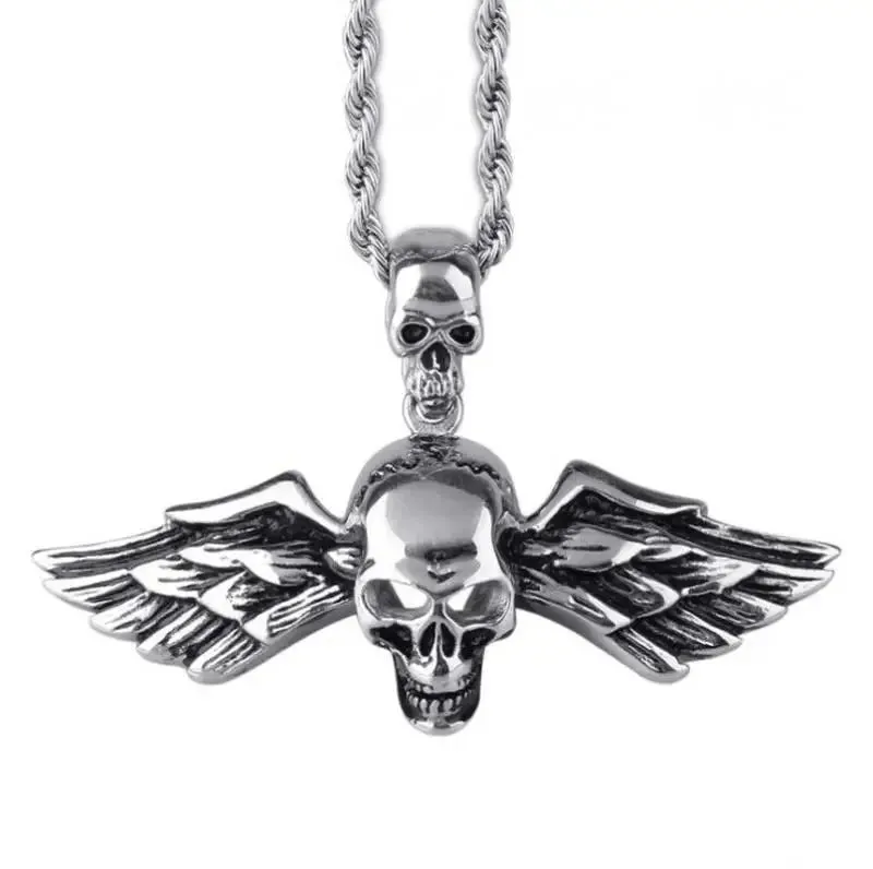 Skull Cross Pendant Necklace Goth Punk Style