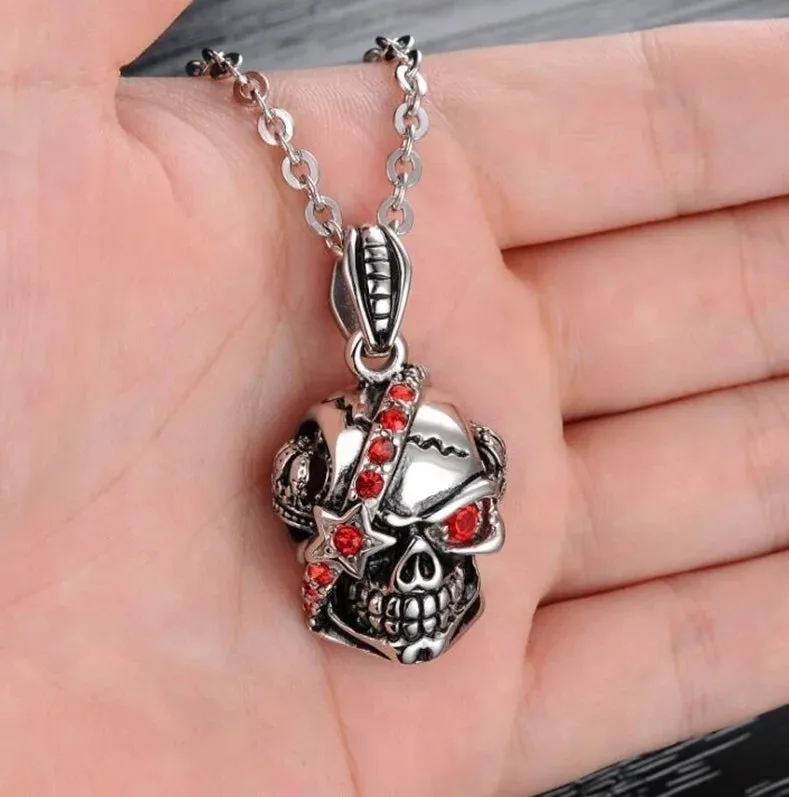 Skull Cross Pendant Necklace Goth Punk Style