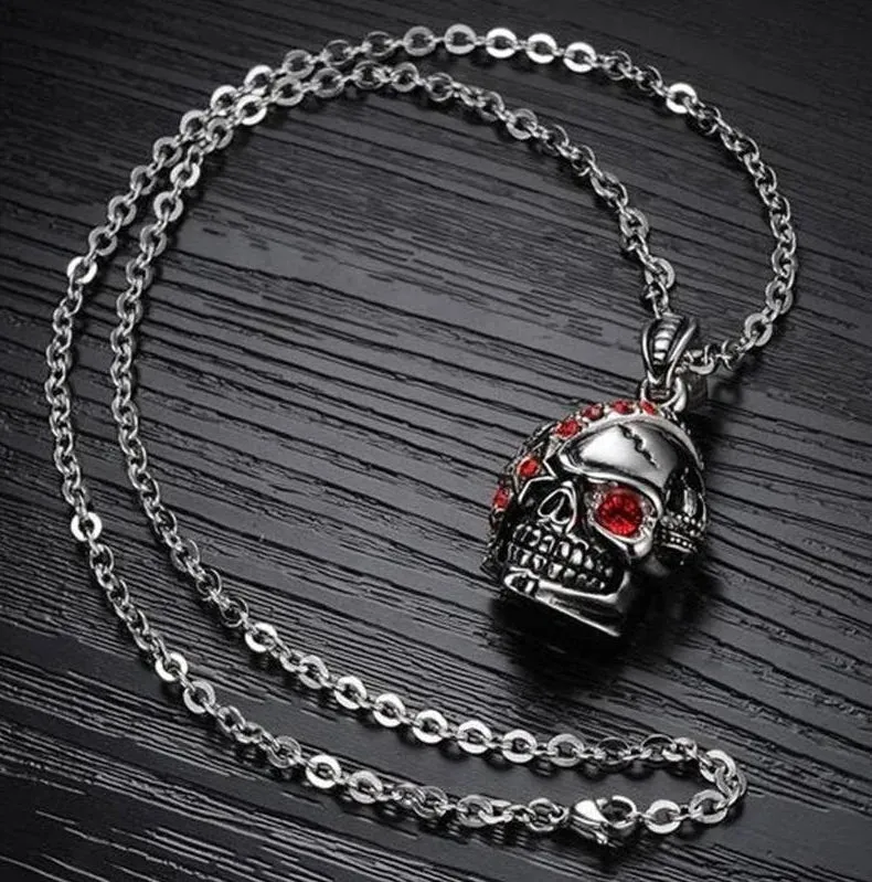 Skull Cross Pendant Necklace Goth Punk Style