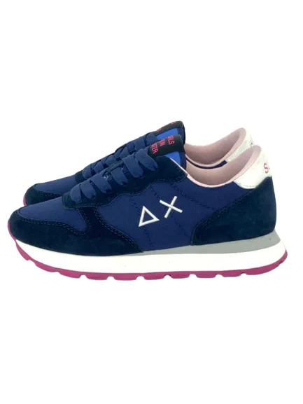 Blue Solid Nylon Sneakers - SNEAKERS DONNA BLU Z43201 ALLY