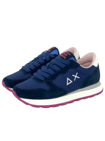 Blue Solid Nylon Sneakers - SNEAKERS DONNA BLU Z43201 ALLY