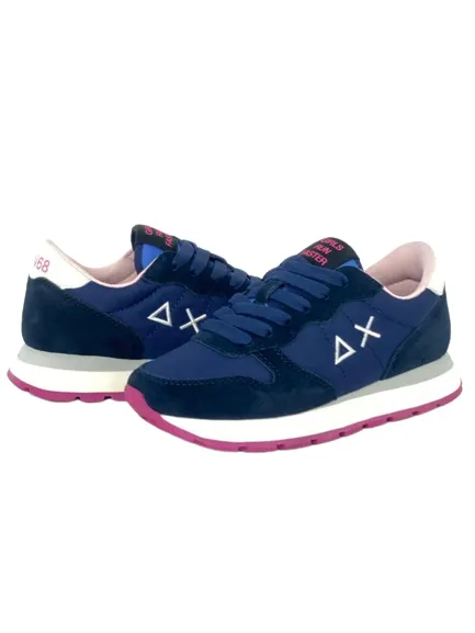 Blue Solid Nylon Sneakers - SNEAKERS DONNA BLU Z43201 ALLY