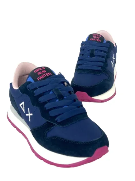 Blue Solid Nylon Sneakers - SNEAKERS DONNA BLU Z43201 ALLY