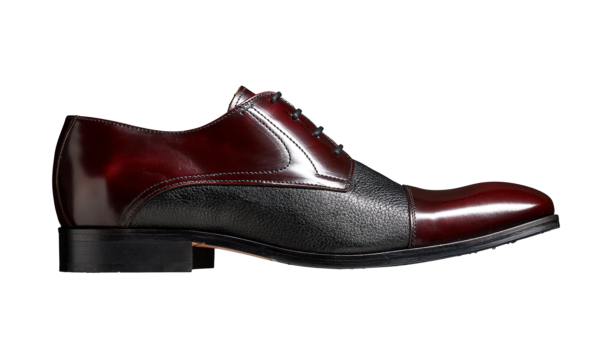 Southwold - Burgundy Hi-Shine / Black Deerskin Derby