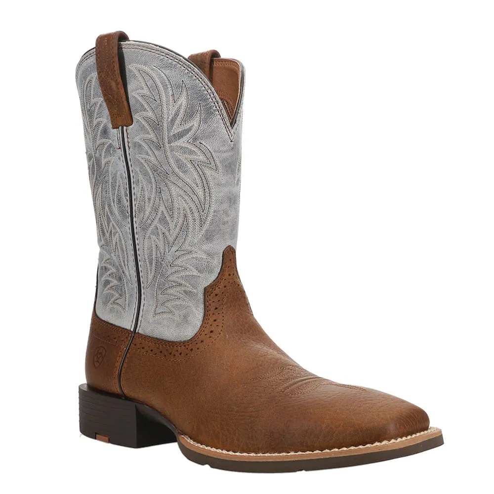 Sport Embroidery Wide Square Toe Cowboy Boots