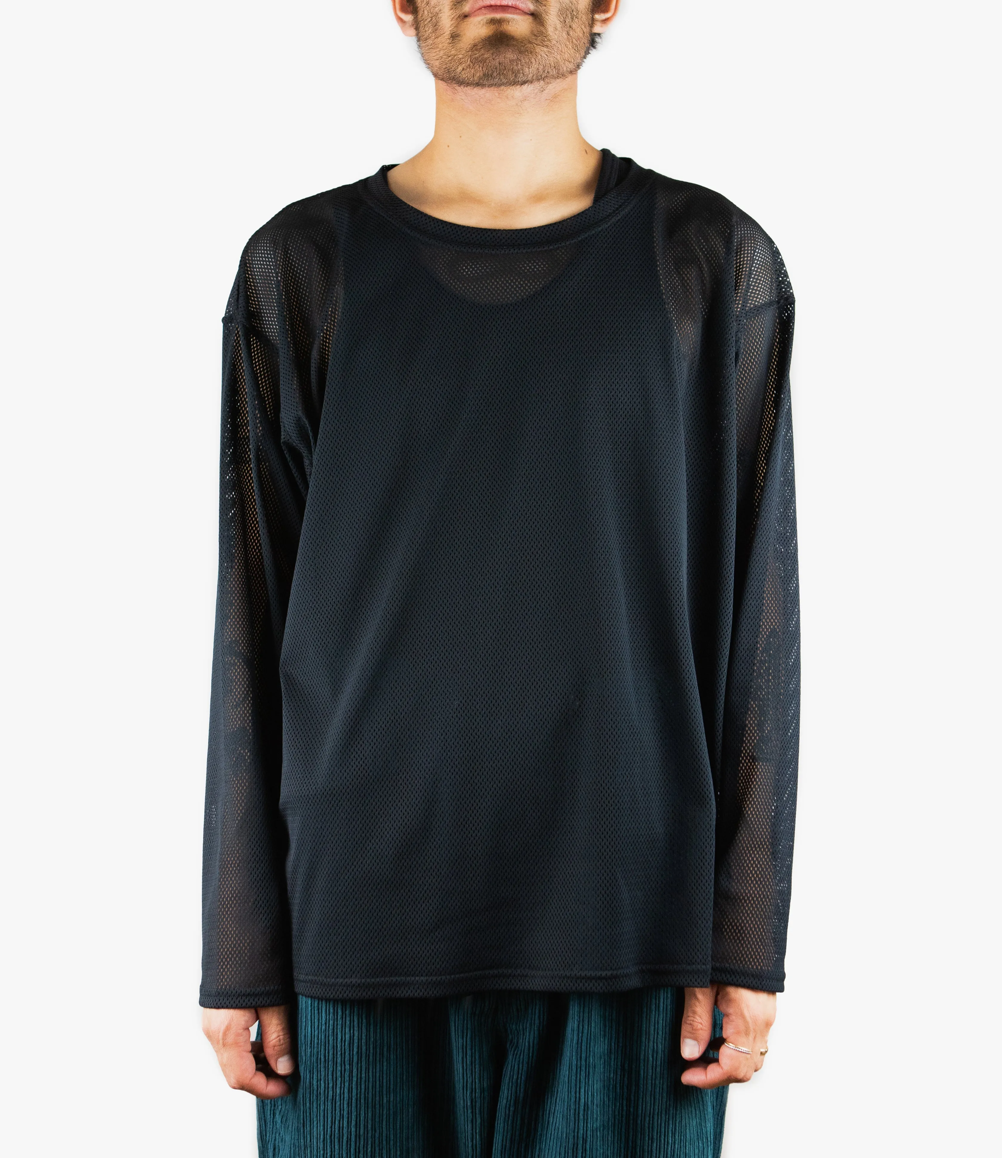 SS Crew Neck Shirt – Black Knit Mesh