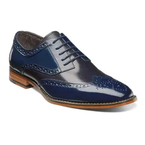 Cobalt & Navy Leather Wingtip Stacy Adams Tinsley Oxfords