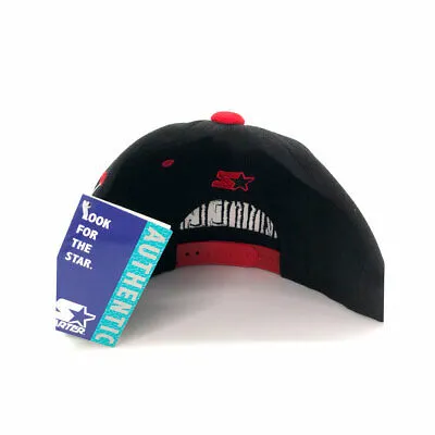 Starter Cap Queens NYC Black And Red Snapback Hat