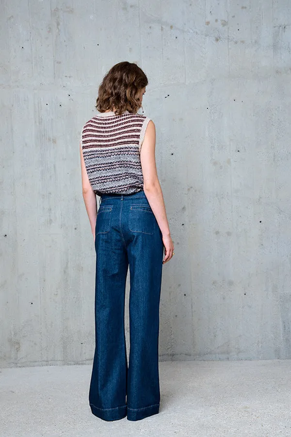 Stella Forest ABBY DARK FLARED DENIM TROUSERS