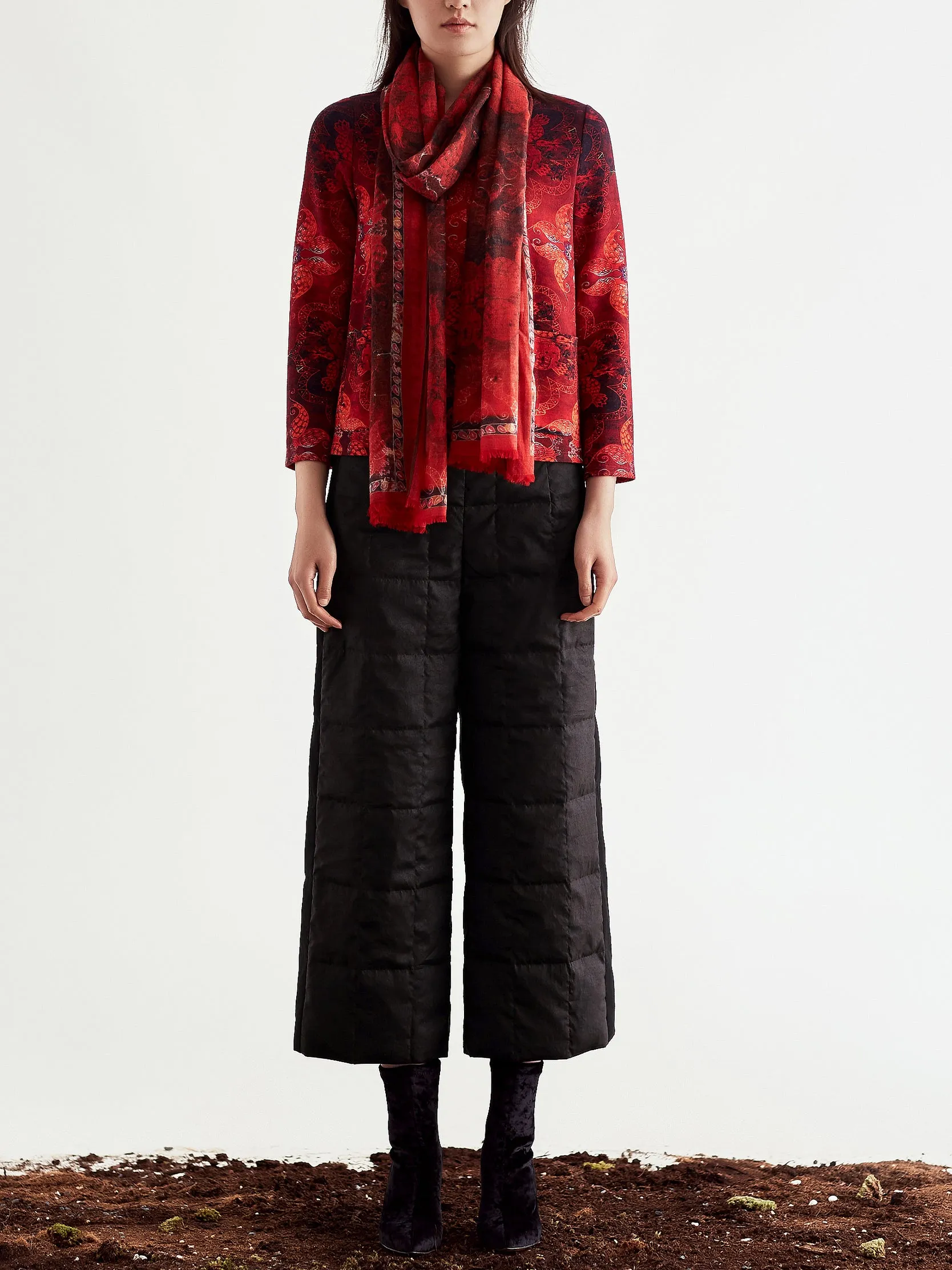 Stretch Gambiered Guangdong Silk Down Trousers