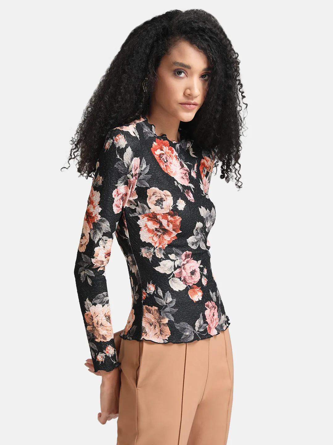 Stretchable Printed Long Sleeve Top