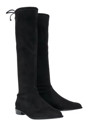 Stuart Weitzman - Black Suede Knee High Flat Boots Sz 8