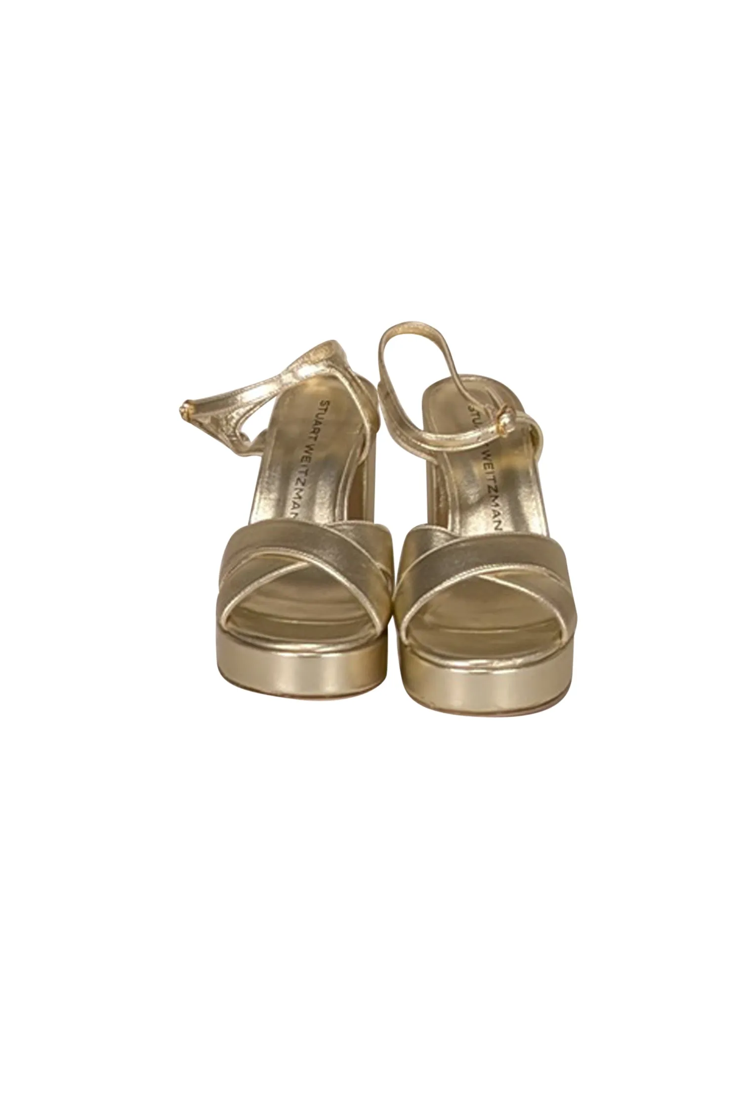 Stuart Weitzman - Gold Leather Platform Heels Sz 6.5