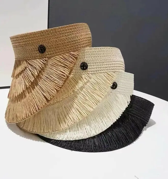 Stylish Sun Protection: Straw Tassel Visor Hat