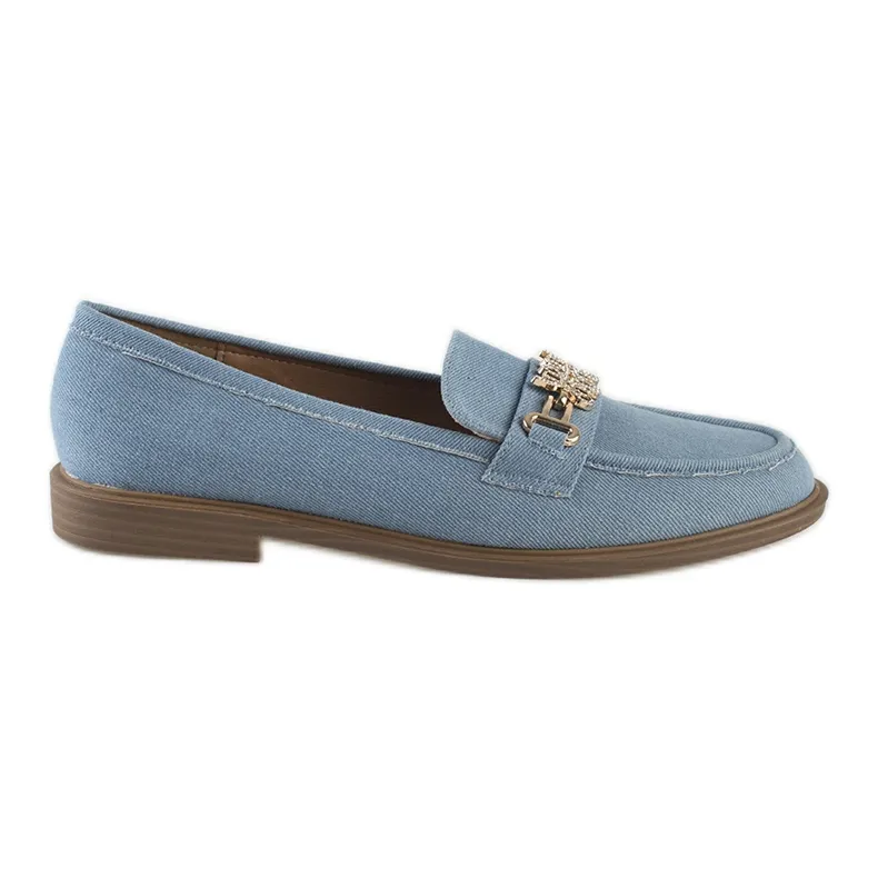 Stylish women's denim moccasins blue