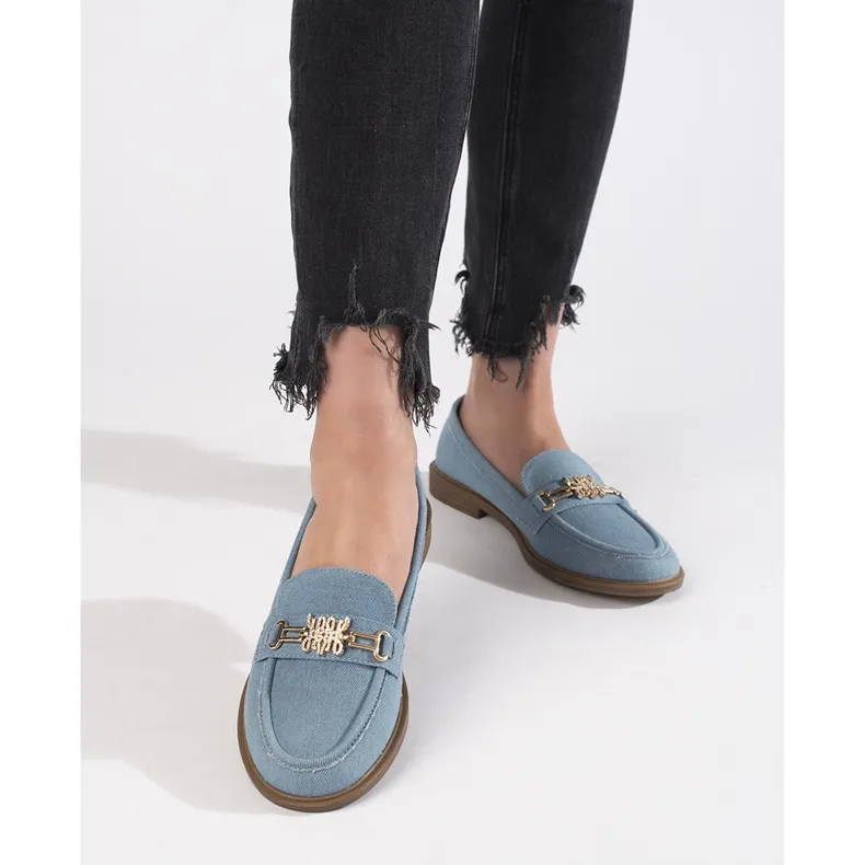 Stylish women's denim moccasins blue