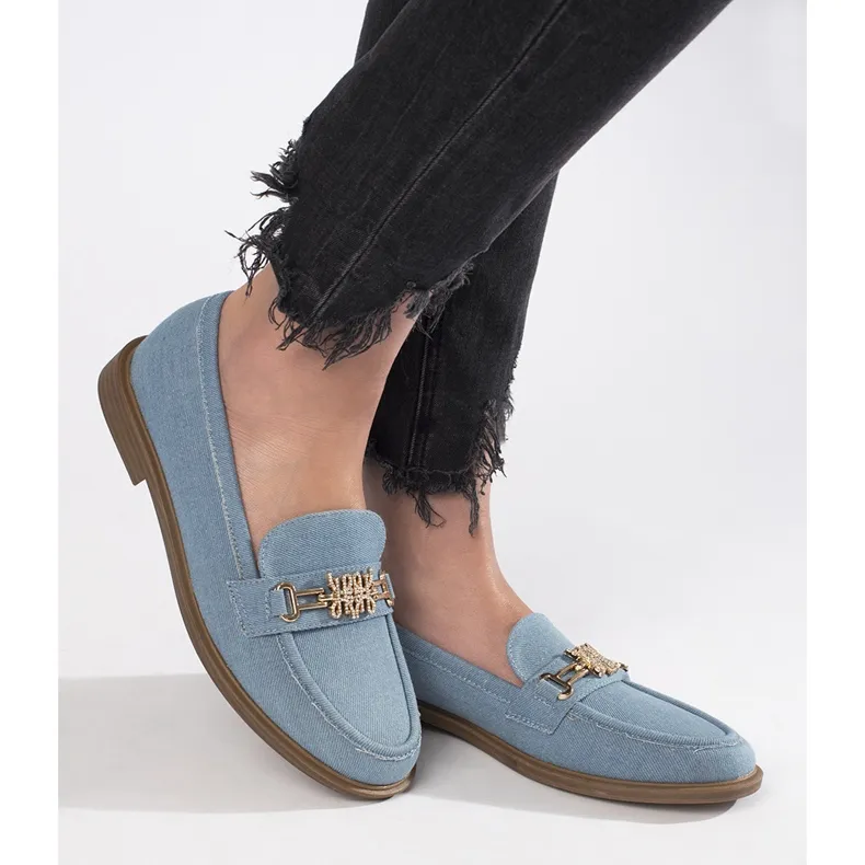 Stylish women's denim moccasins blue