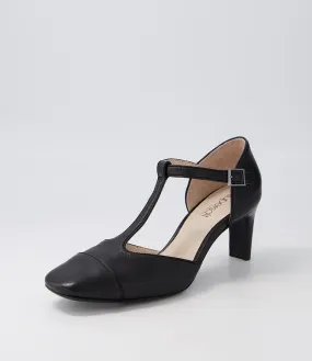 SUPERSOFT Beelieve Black Leather Mary Jane Heels