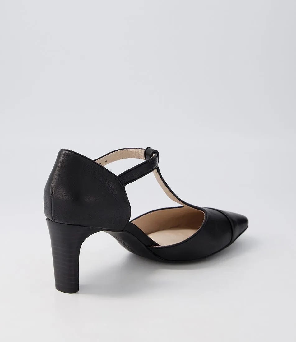 SUPERSOFT Beelieve Black Leather Mary Jane Heels