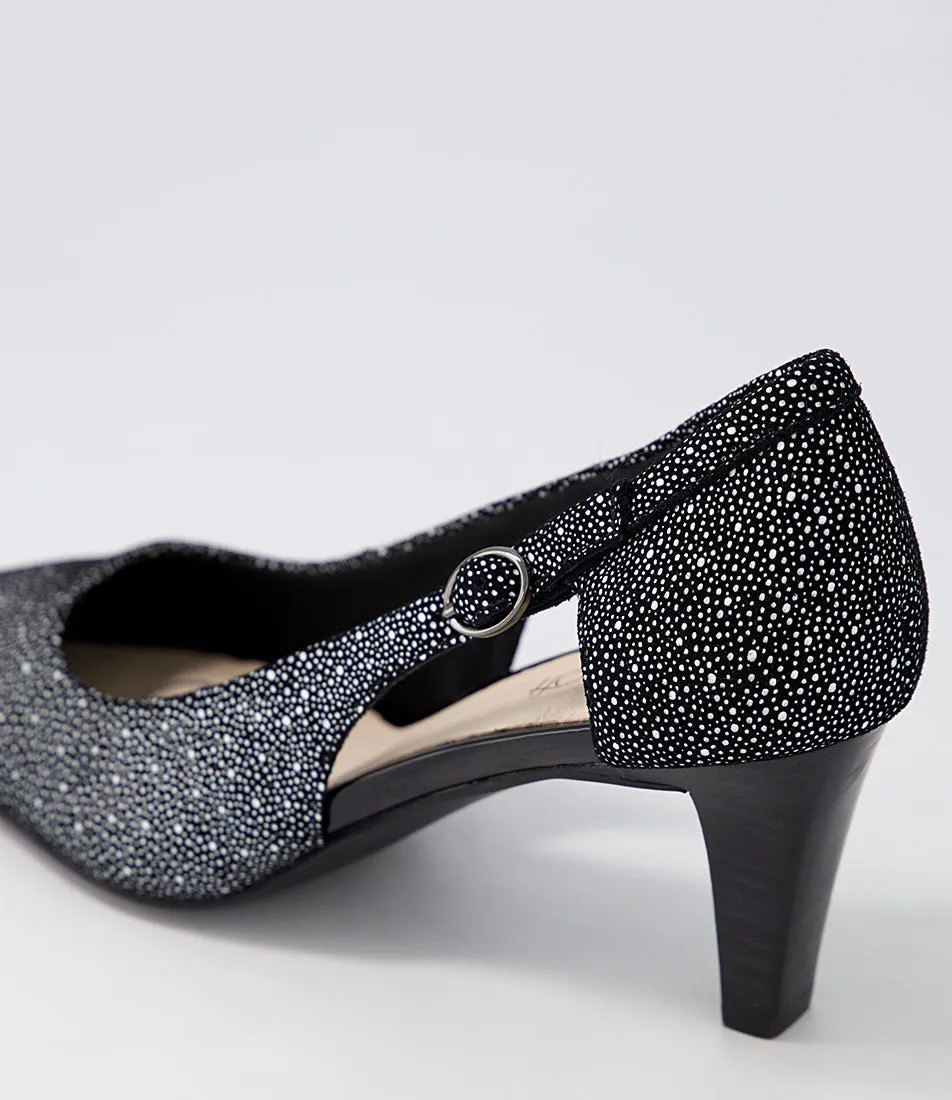 SUPERSOFT Madden2 Black White Dot Leather Heels