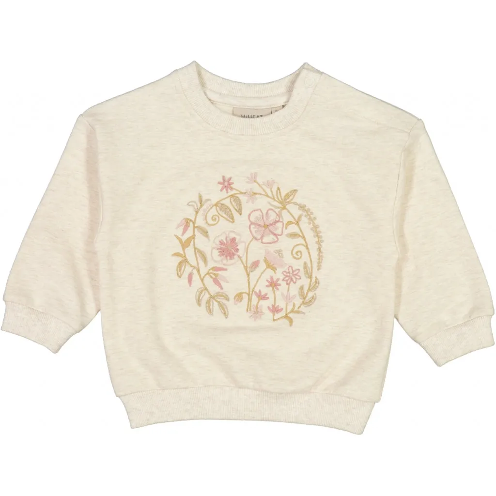 Sweatshirt Flower Embroidery - moonlight melange