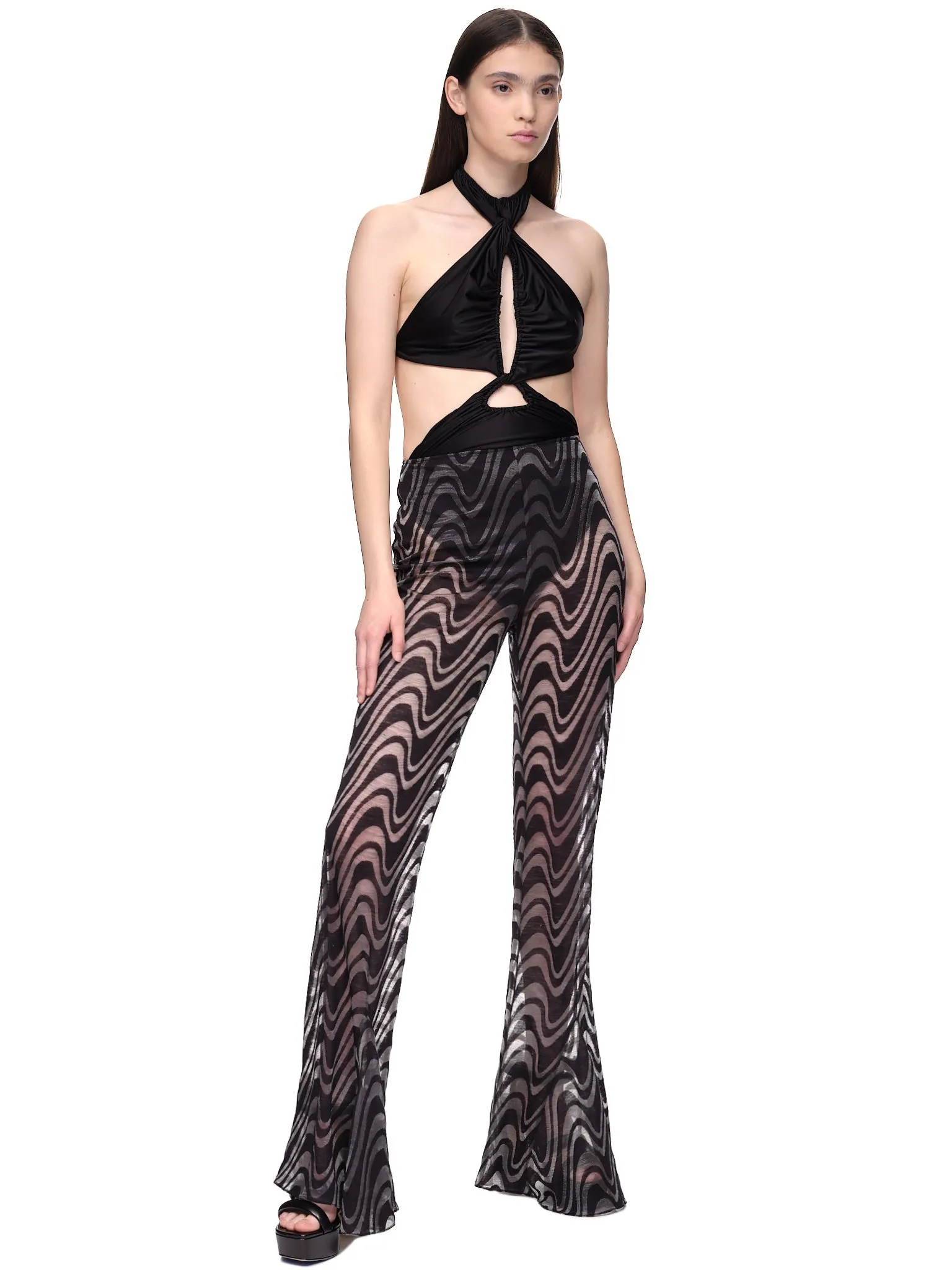 Swirly Flare Trousers (SL-27-BLACK-SWIRLY)